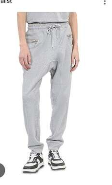 The Kooples Cotton & Badge Grey Drop-Crotch Jogger Sweatpants size S mens